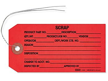 Inspection Tags - "Scrap", Pre-wired, Red S-3554RPW