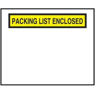 "Packing List Enclosed" Banner Envelopes - Yellow, 4 1/2 x 5 1/2" S-3583