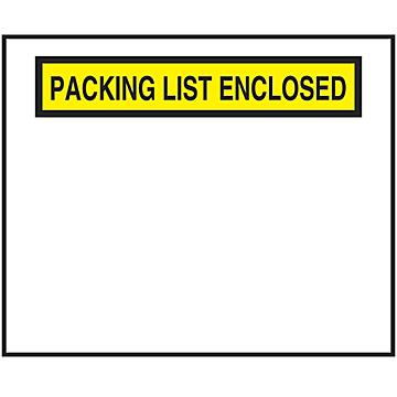 "Packing List Enclosed" Banner Envelopes - Yellow, 5 1/2 x 10"