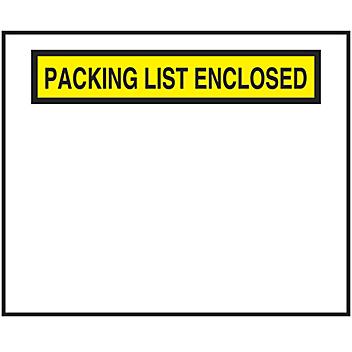 "Packing List Enclosed" Banner Envelopes - Yellow, 4 1/2 x 5 1/2" S-3583