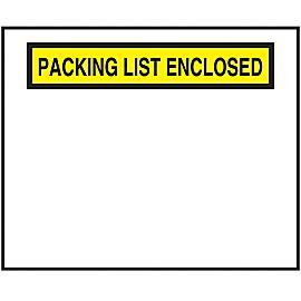 "Packing List Enclosed" Banner Envelopes - Yellow, 4 1/2 x 5 1/2"