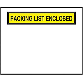 "Packing List Enclosed" Banner Envelopes - Yellow, 6 3/4 x 5"