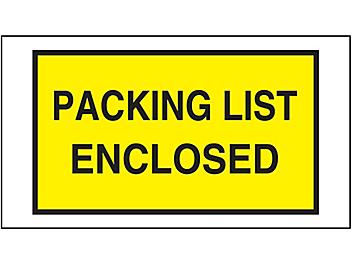 "Packing List Enclosed" Full-Face Envelopes - Yellow, 5 1/2 x 10" S-3584