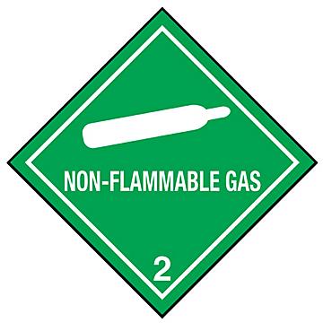 D.O.T. Labels - "Non-Flammable Gas", 4 x 4"