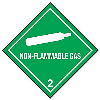 D.O.T. Labels - "Non-Flammable Gas", 4 x 4" S-361