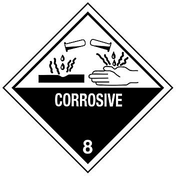D.O.T. Labels - "Corrosive", 4 x 4" S-362