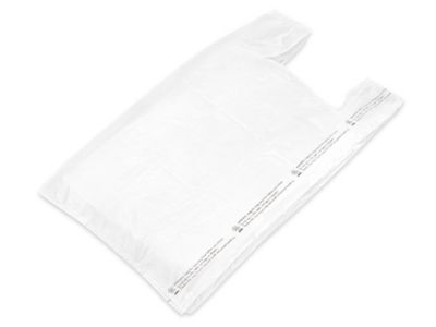 Choice 1/10 Size .55 Mil White Unprinted Embossed Medium-Duty Plastic  T-Shirt Bag - 1500/Case