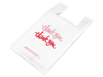 T-Shirt Bags - "Thank You" Script, 12 x 7 x 22", .5 Mil S-3632