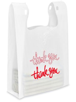 Thank You 5 Line White Red Print Shopping Bags – ANS Plastics Corp.