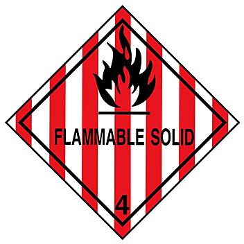 D.O.T. Labels - "Flammable Solid", 4 x 4" S-364