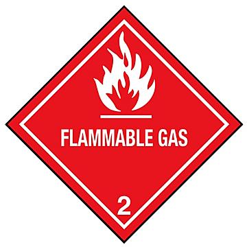 D.O.T. Labels - "Flammable Gas", 4 x 4"