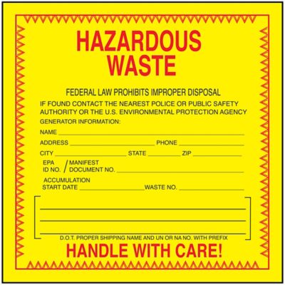 California Waste Label, Stock Paper