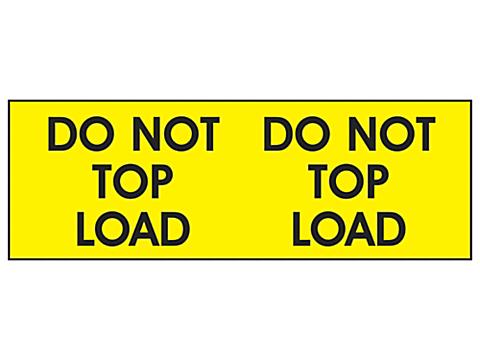 Superetiquetas Adhesivas - "Do Not Top Load", Amarillo, 3 x 10"