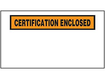 Sobres para Listas de Empaque - "Certification Enclosed", Naranja, 5 1/2 x 10"