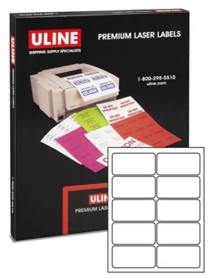 Uline Etiquetas Adhesivas Láser Blancas, 4 x 2" S3845 Uline