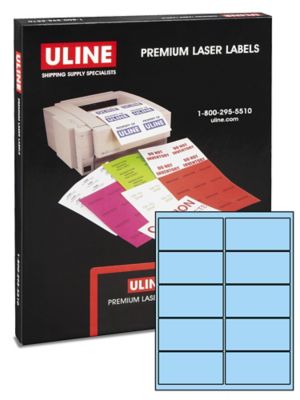 Uline Laser Labels - Pastel Blue, 4 x 2