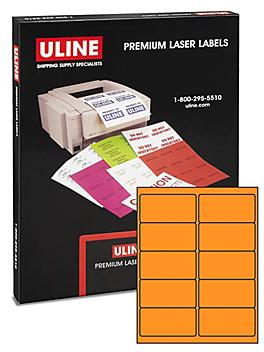 Uline Laser Labels - Fluorescent Orange, 4 x 2" S-3847O