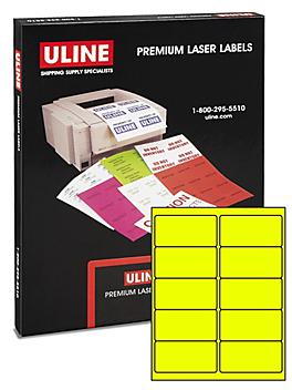 Uline Laser Labels - Fluorescent Yellow, 4 x 2" S-3847Y