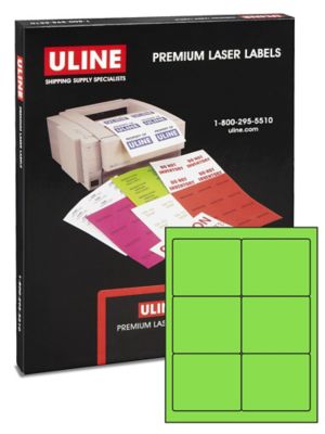 Uline Laser Labels - Fluorescent Green, 4 x 3 1/3 S-3848G - Uline