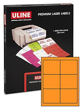 Uline Laser Labels - Fluorescent Orange, 4 x 3 1/3" S-3848O