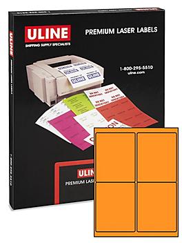 Uline Laser Labels - Fluorescent Orange, 4 x 5" S-3849O