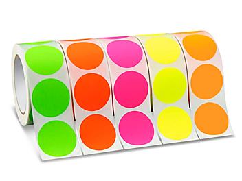 Blank Inventory Circle Labels Assortment Pack - Fluorescent, 2" S-3871