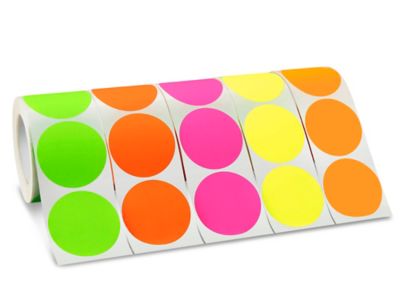 Blank Inventory Circle Labels Assortment Pack - Fluorescent, 3 S