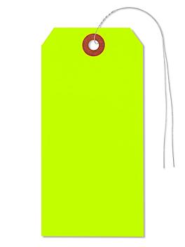 Fluorescent Tags - #6, 5 1/4 x 2 5/8", Pre-wired, Green S-3945GPW