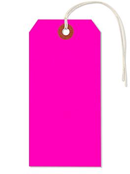 Fluorescent Tags - #6, 5 1/4 x 2 5/8", Pre-strung, Pink S-3945PPS