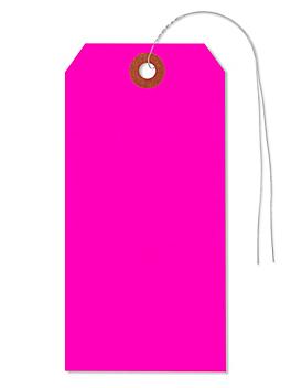 Fluorescent Tags - #6, 5 1/4 x 2 5/8", Pre-wired, Pink S-3945PPW