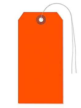 Fluorescent Tags - #6, 5 1/4 x 2 5/8", Pre-wired, Red S-3945RPW
