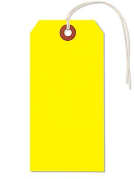 Fluorescent Tags - #6, 5 1/4 x 2 5/8", Pre-strung, Yellow S-3945YPS