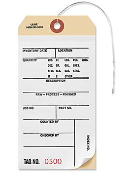 2-Part Inventory Tags - Carbonless, Pre-wired, #0500 - 0999 S-3964PW