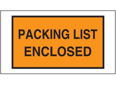 Enveloppes à fenêtre complète – « Packing List Enclosed », 5 1/2 x 10 po, orange