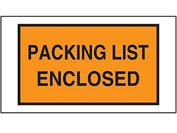 "Packing List Enclosed" Full-Face Envelopes - Orange, 5 1/2 x 10"