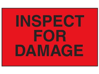Étiquettes adhésives de production – « Inspect for Damage », 3 x 5 po