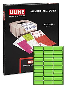 Uline Laser Labels - Fluorescent Green, 2 5/8 x 1" S-5047G