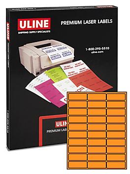 Uline Laser Labels - Fluorescent Orange, 2 5/8 x 1" S-5047O