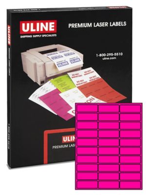 Uline Laser Labels - Fluorescent Pink, 2 5/8 x 1