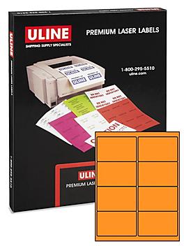 Uline Laser Labels - Fluorescent Orange, 4 x 2 1/2" S-5048O