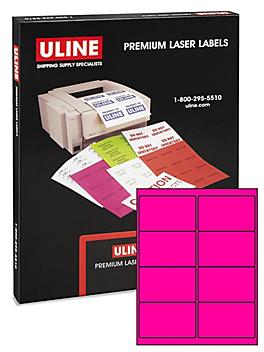 Uline Laser Labels - Fluorescent Pink, 4 x 2 1/2" S-5048P