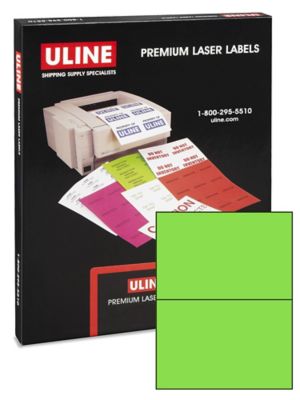 Uline Laser Labels - Fluorescent, 8 1/2 x 5 1/2"