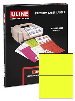Uline Laser Labels - Fluorescent Yellow, 8 1/2 x 5 1/2" S-5049Y