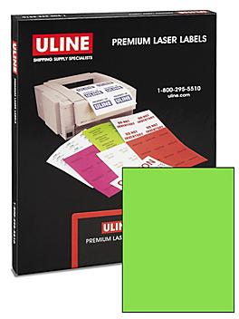 Uline Laser Labels - Fluorescent Green, 8 1/2 x 11" S-5050G