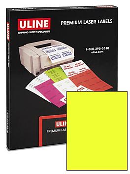 Uline Laser Labels - Fluorescent Yellow, 8 1/2 x 11" S-5050Y