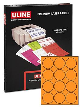 Uline Circle Laser Labels - Fluorescent Orange, 2 1/2" S-5051O