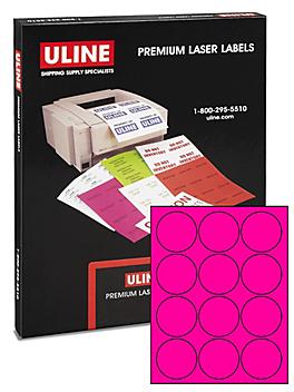 Uline Circle Laser Labels - Fluorescent Pink, 2 1/2" S-5051P