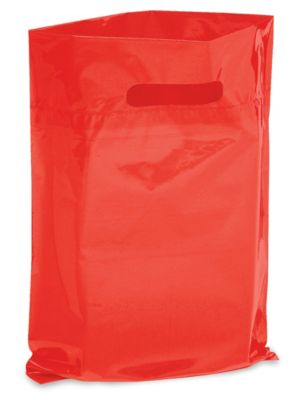 Popular Plastic Bags - 100 bolsas de plástico brillante para compras a  granel de 12 x 15 x 1.25 pulgadas, bolsas de plástico troqueladas con asas