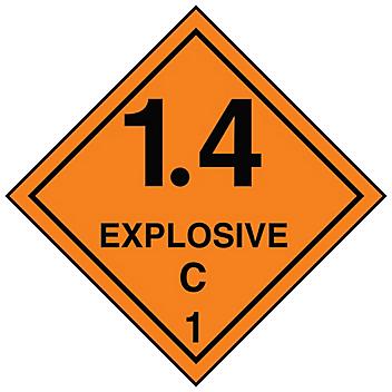 D.O.T. Labels - Explosive 1.4C, 4 x 4" S-5243