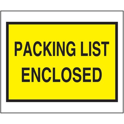 "Packing List Enclosed" Full-Face Envelopes - Yellow, 10 x 12"